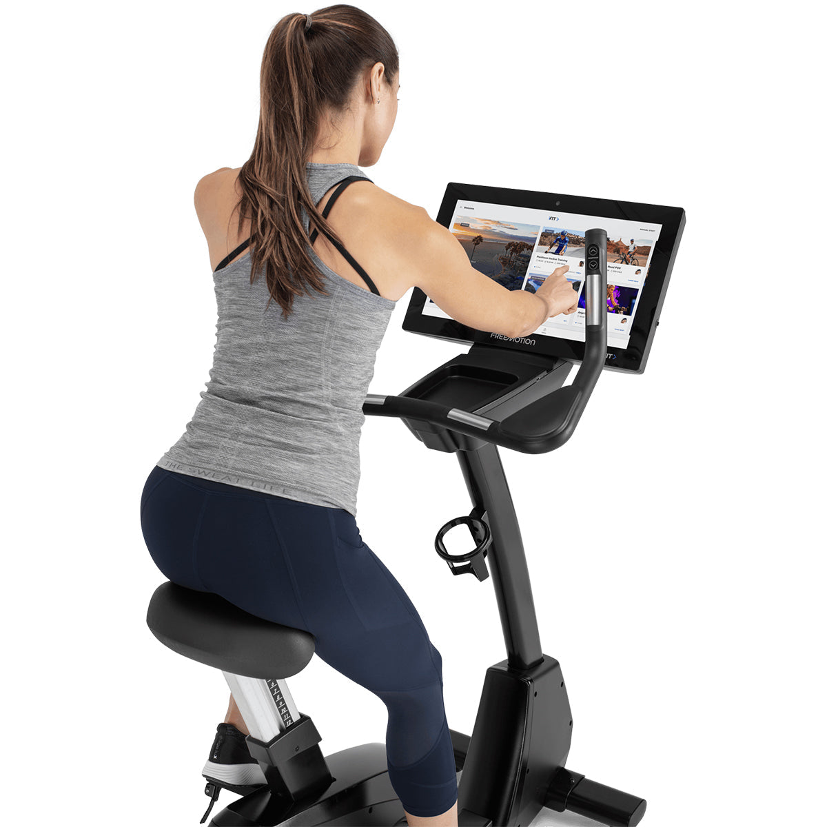 Rider using the touchscreen