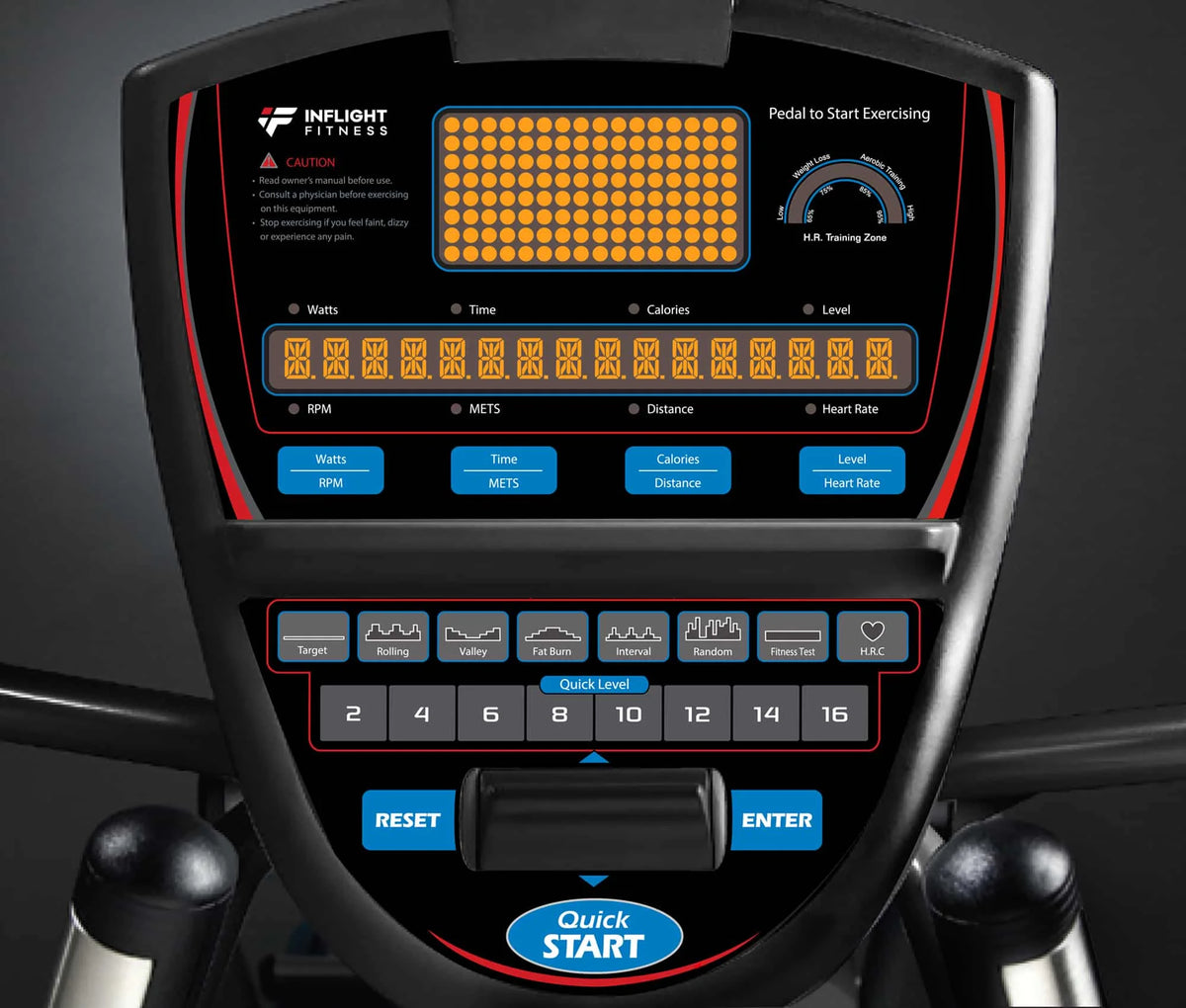 Inflight LED console with dot-matrix display and quick-select keys