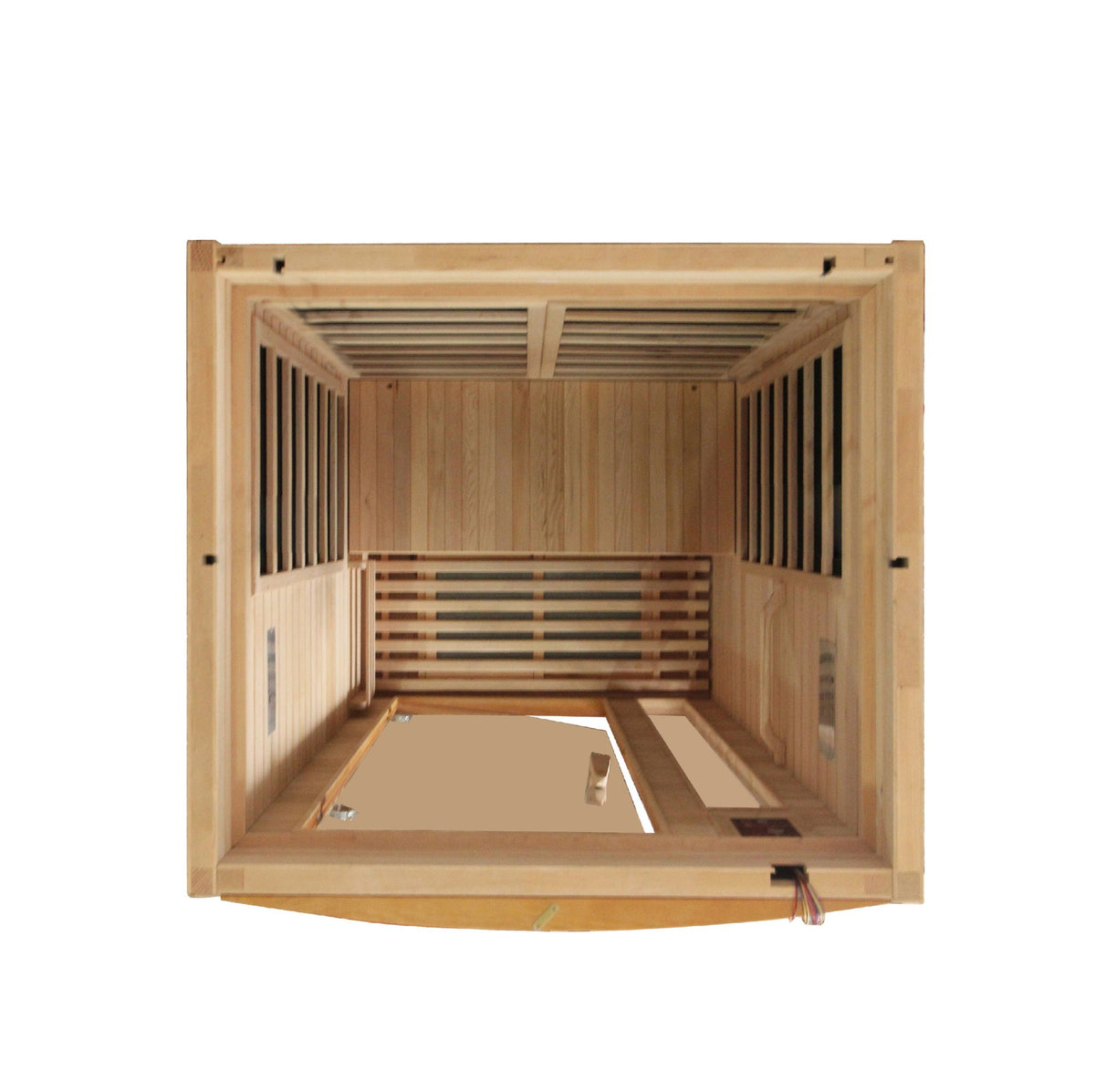 Dynamic Barcelona 1-2-Person Low EMF FAR Infrared Sauna, top down interior view