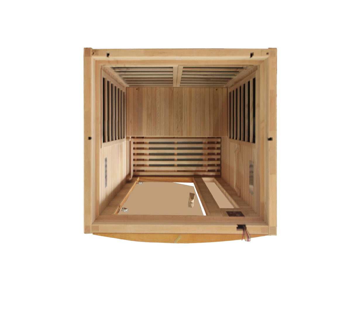 Dynamic Barcelona Elite 1-2-Person Ultra Low EMF FAR Infrared Sauna, top down interior view