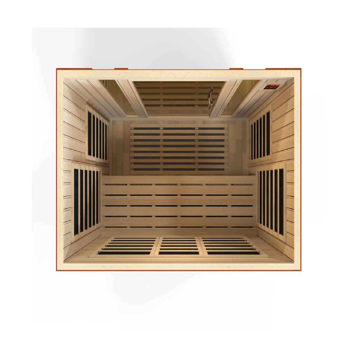 Dynamic Bellagio 3-Person Low EMF FAR Infrared Sauna, top down interior view