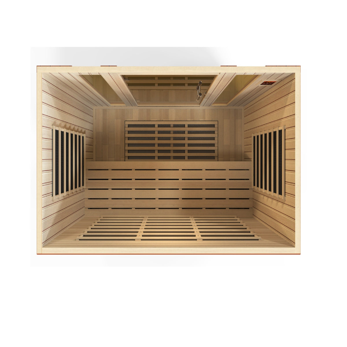 Dynamic Bergamo 4-Person Low EMF FAR Infrared Sauna, interior from above