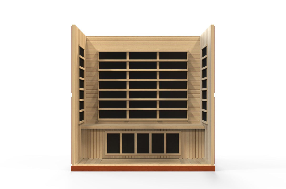 Dynamic Bergamo Elite 4-Person Ultra Low EMF FAR Infrared Sauna, interior with heating panels