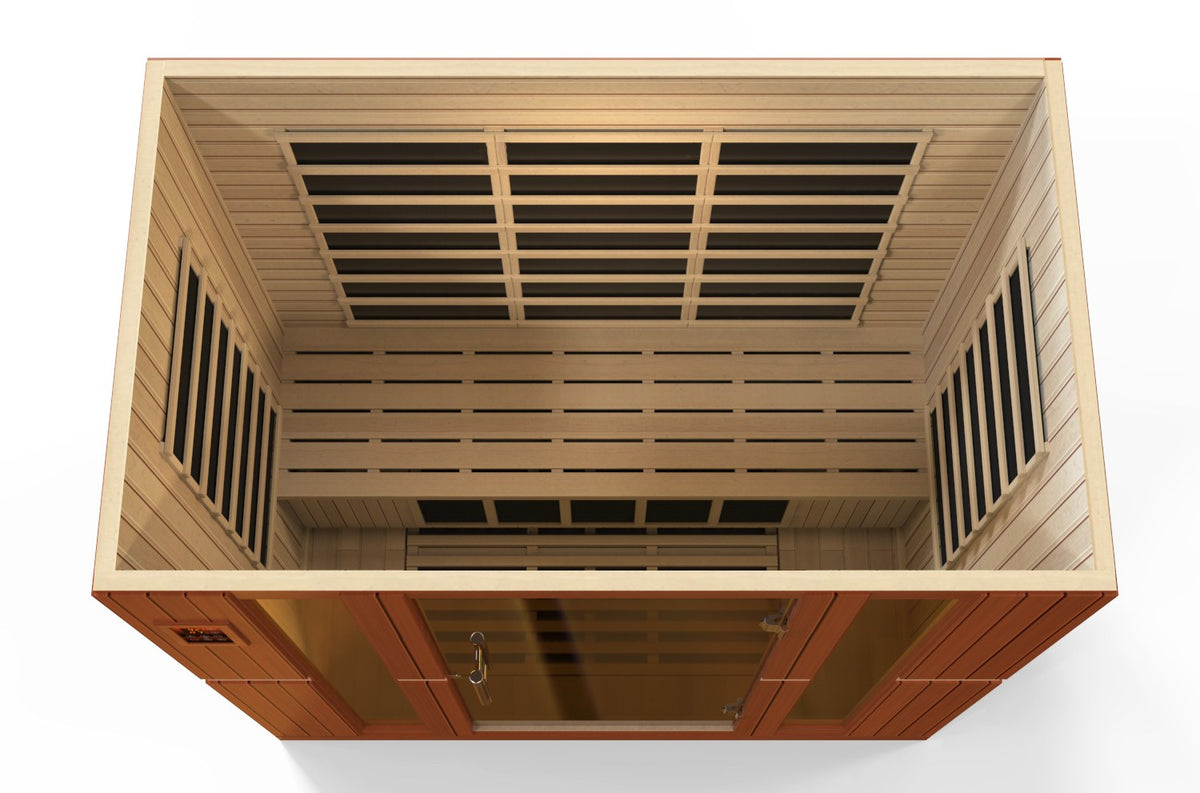 Dynamic Bergamo Elite 4-Person Ultra Low EMF FAR Infrared Sauna, interior from above
