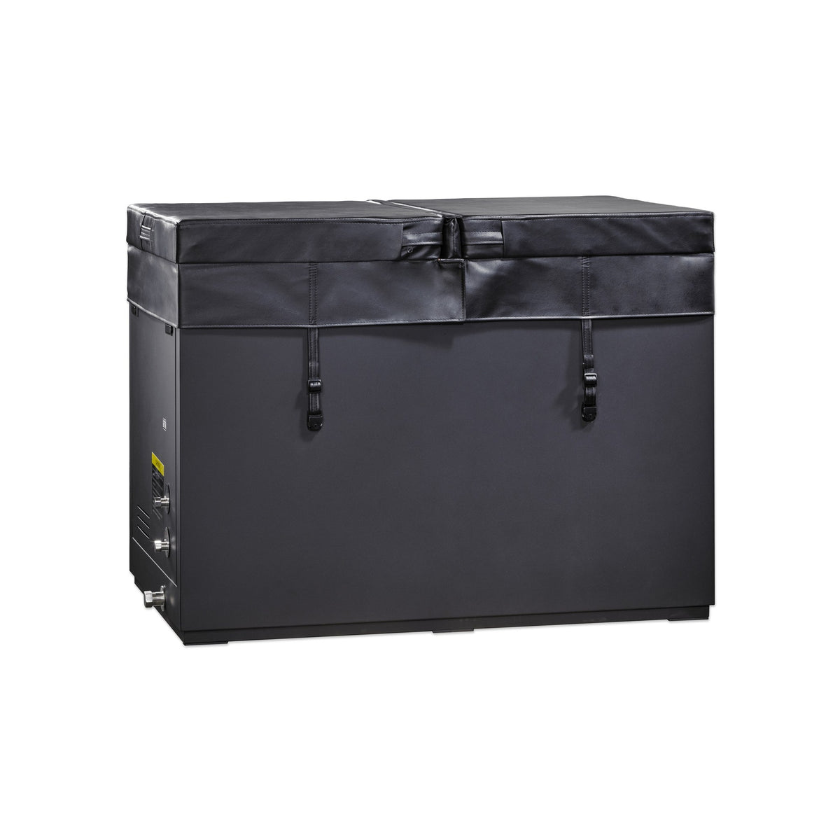 Dynamic Cold Therapy Cuboid XL Cold Plunge Tub with Stainless Steel Interior, with the insulated cover on