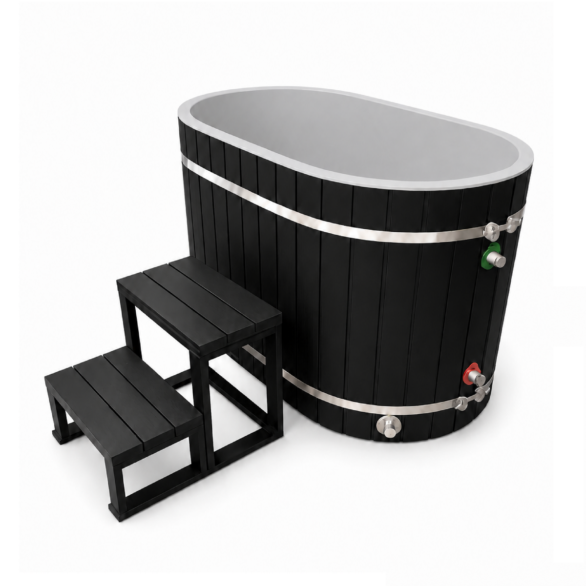 Dynamic Cold Therapy Oval Barrel Cold Plunge Tub with PVC Interior (Black), PVC interior view