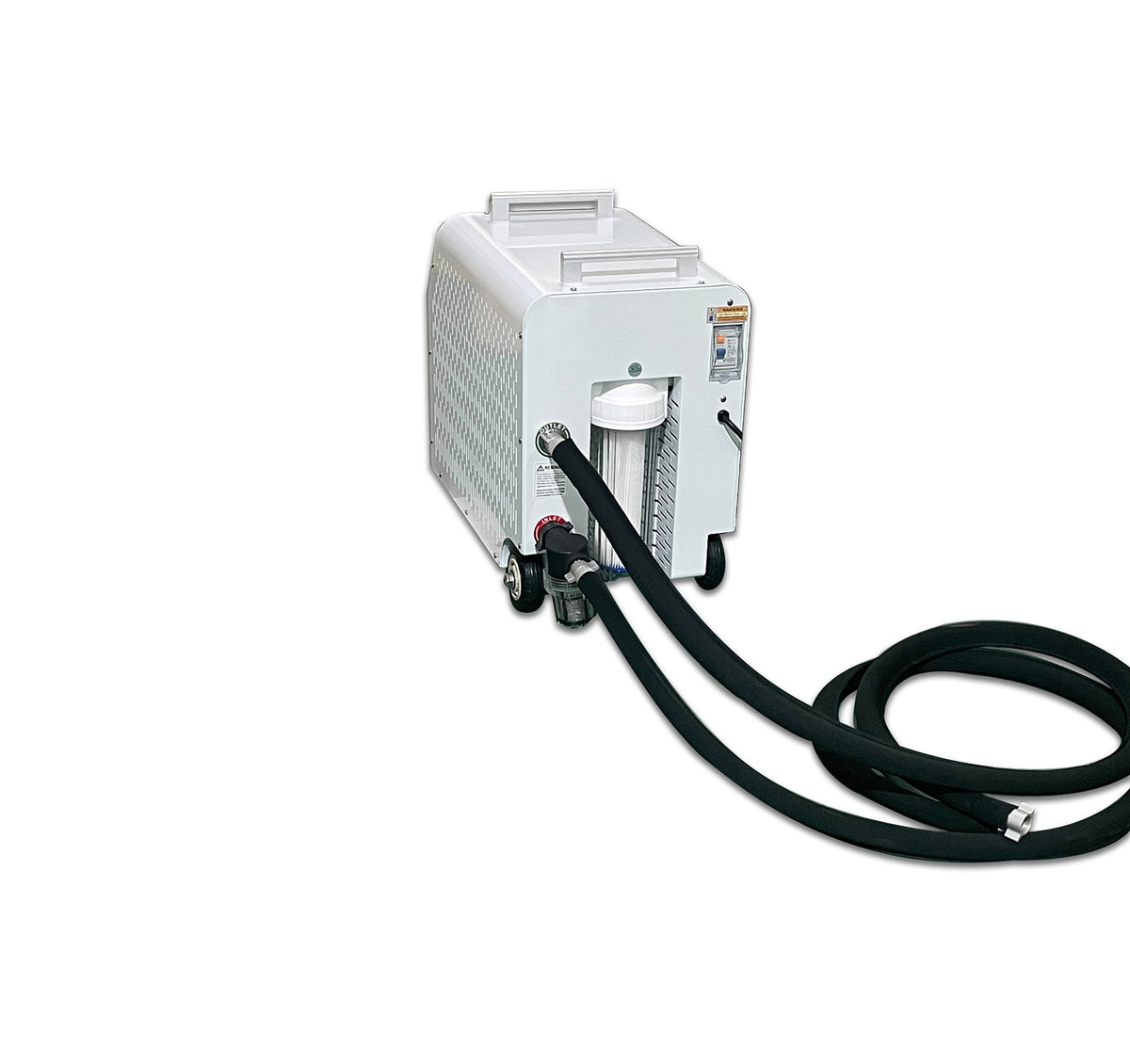 Dynamic Cold Therapy Premier Edition Cold Plunge Chiller, rear view with hoses connected
