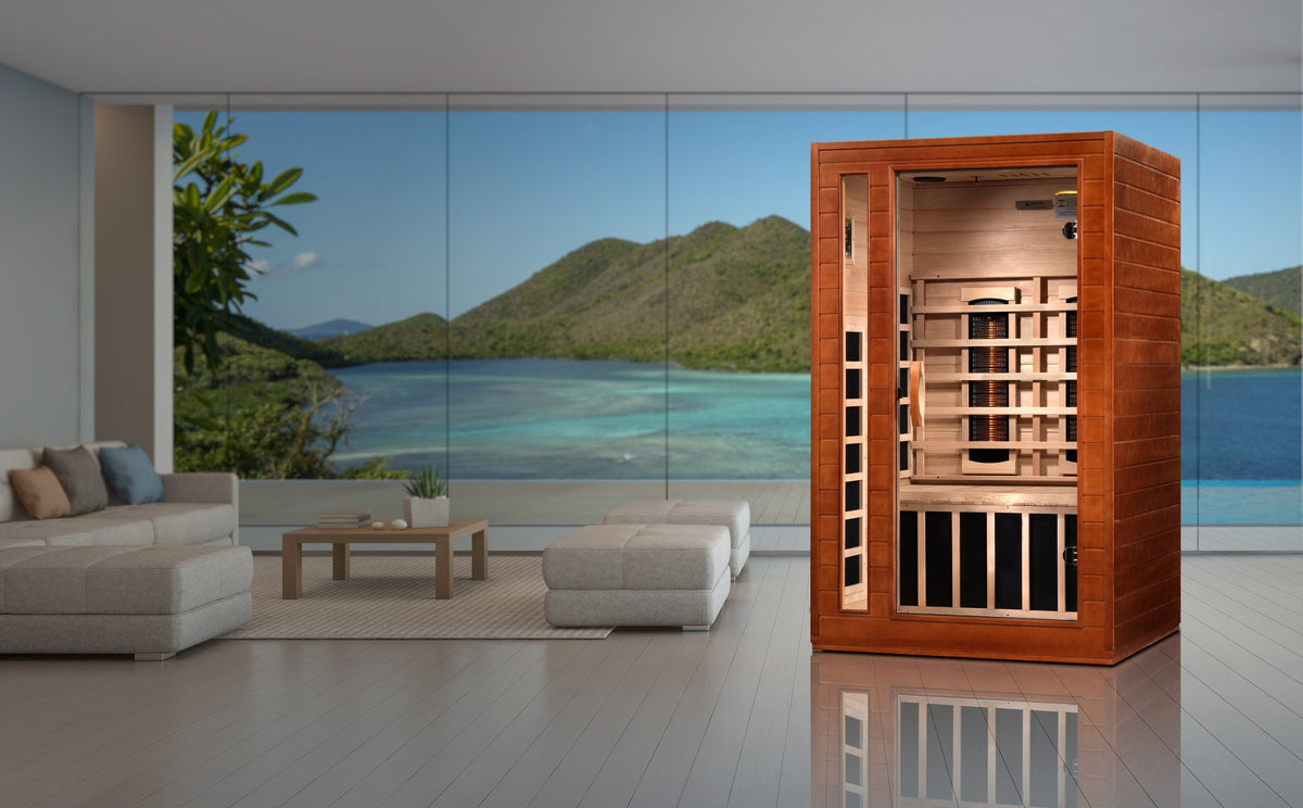 Dynamic Cordoba 2-Person Full Spectrum Near Zero EMF FAR Infrared Sauna in a home setting