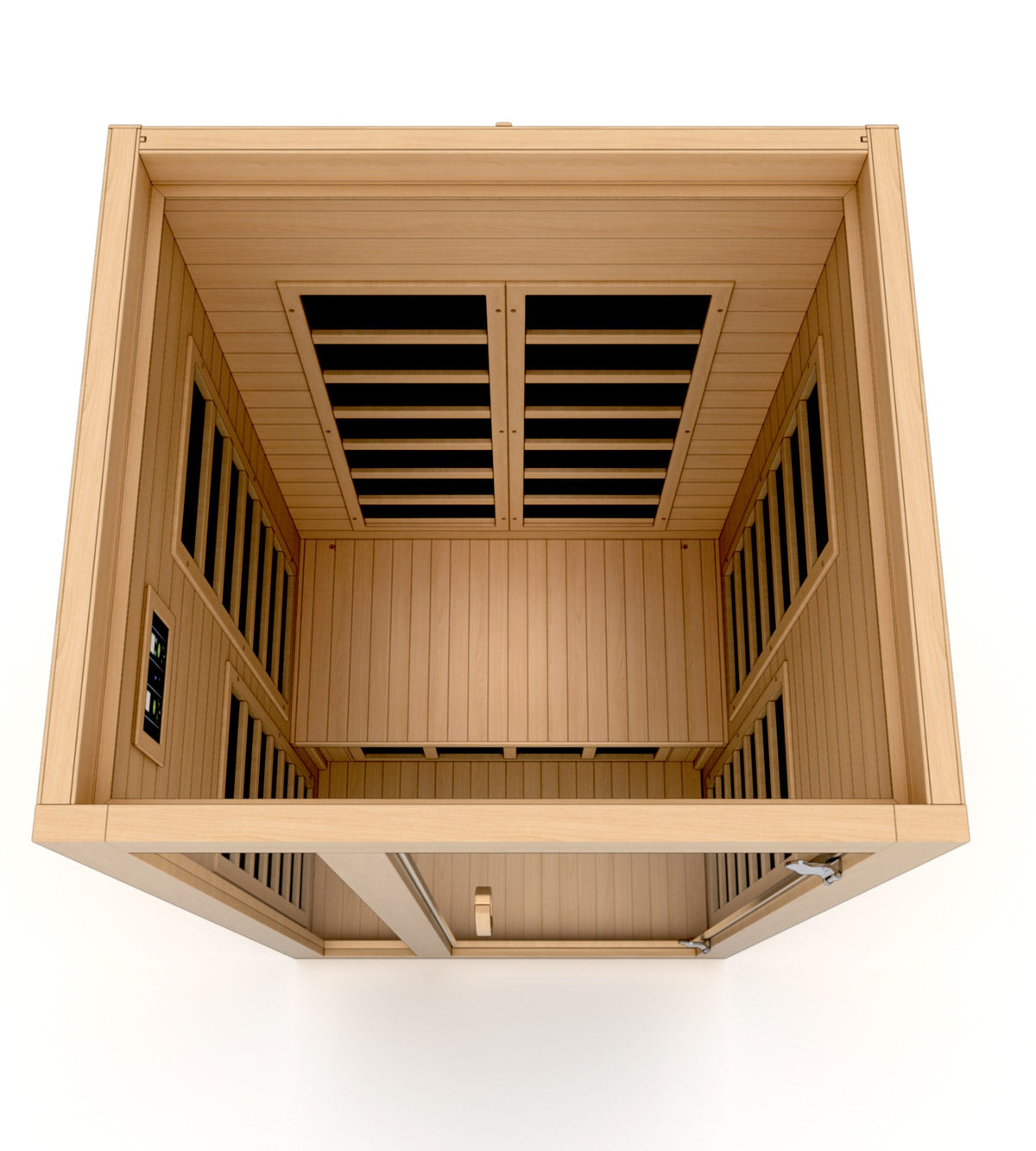 Dynamic Gracia Elite 1-2-Person Ultra Low EMF FAR Infrared Sauna, top down interior view