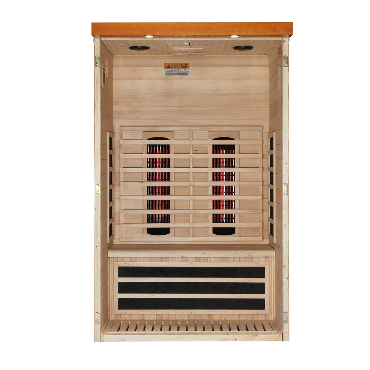 Dynamic Llumeneres 2-Person Full Spectrum Near Zero EMF FAR Infrared Sauna, interior with heating panels