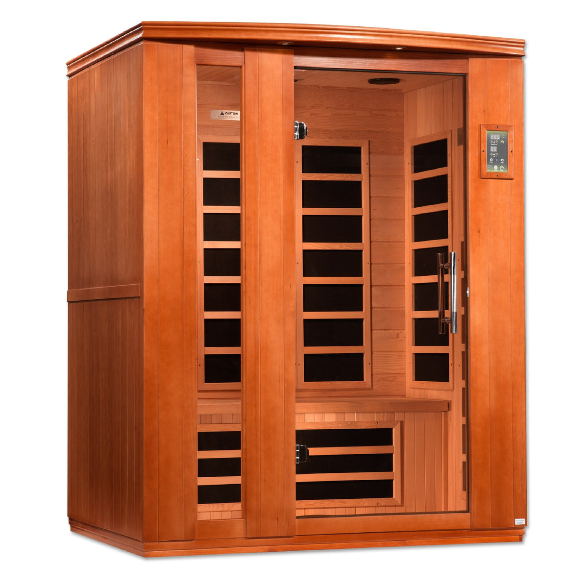Dynamic Lugano 3-Person Low EMF FAR Infrared Sauna, front angle view