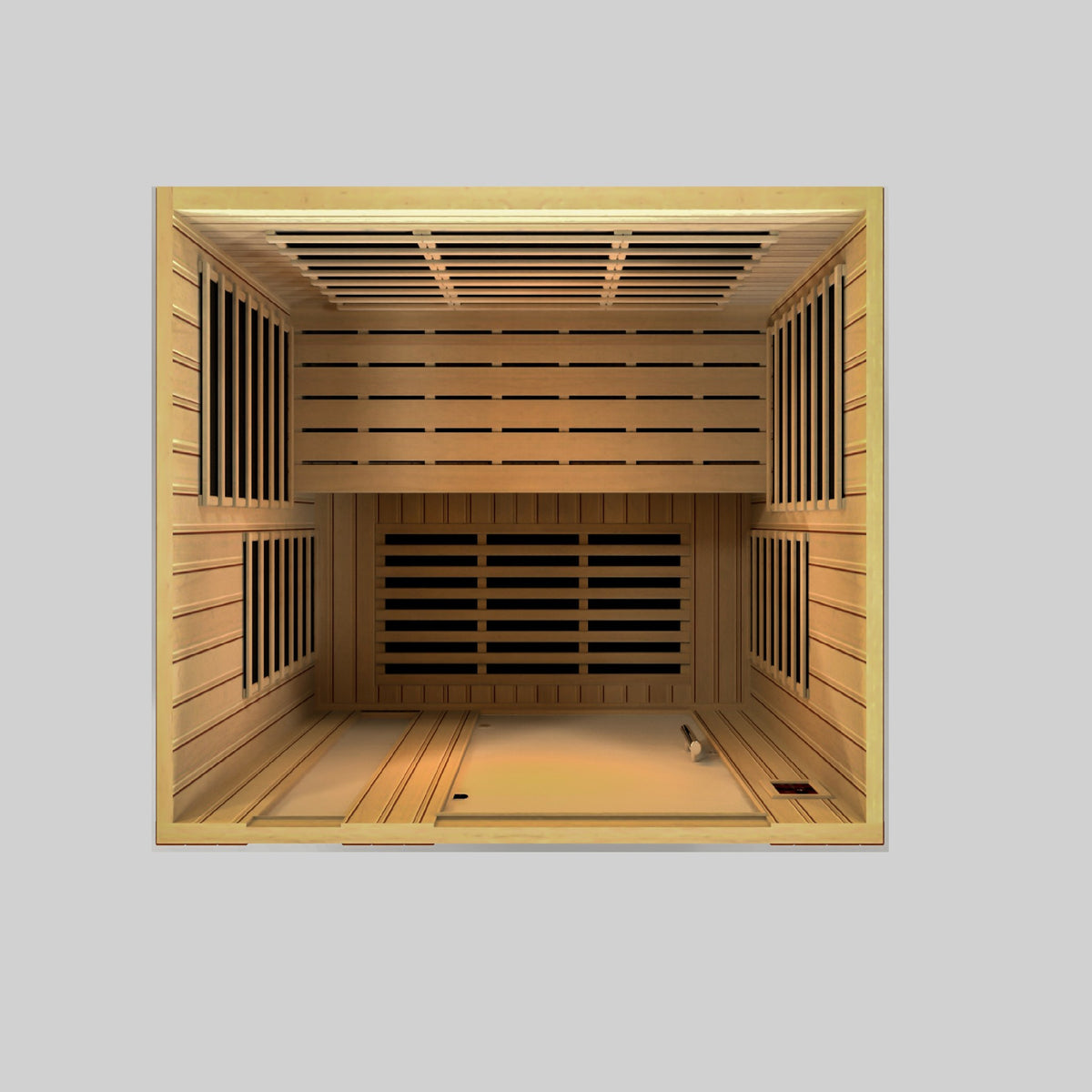 Dynamic Lugano 3-Person Low EMF FAR Infrared Sauna, top down interior view
