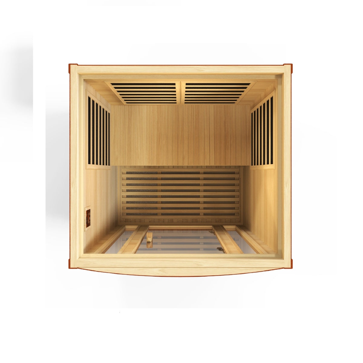 Dynamic San Marino 2-Person Low EMF FAR Infrared Sauna, top down interior view
