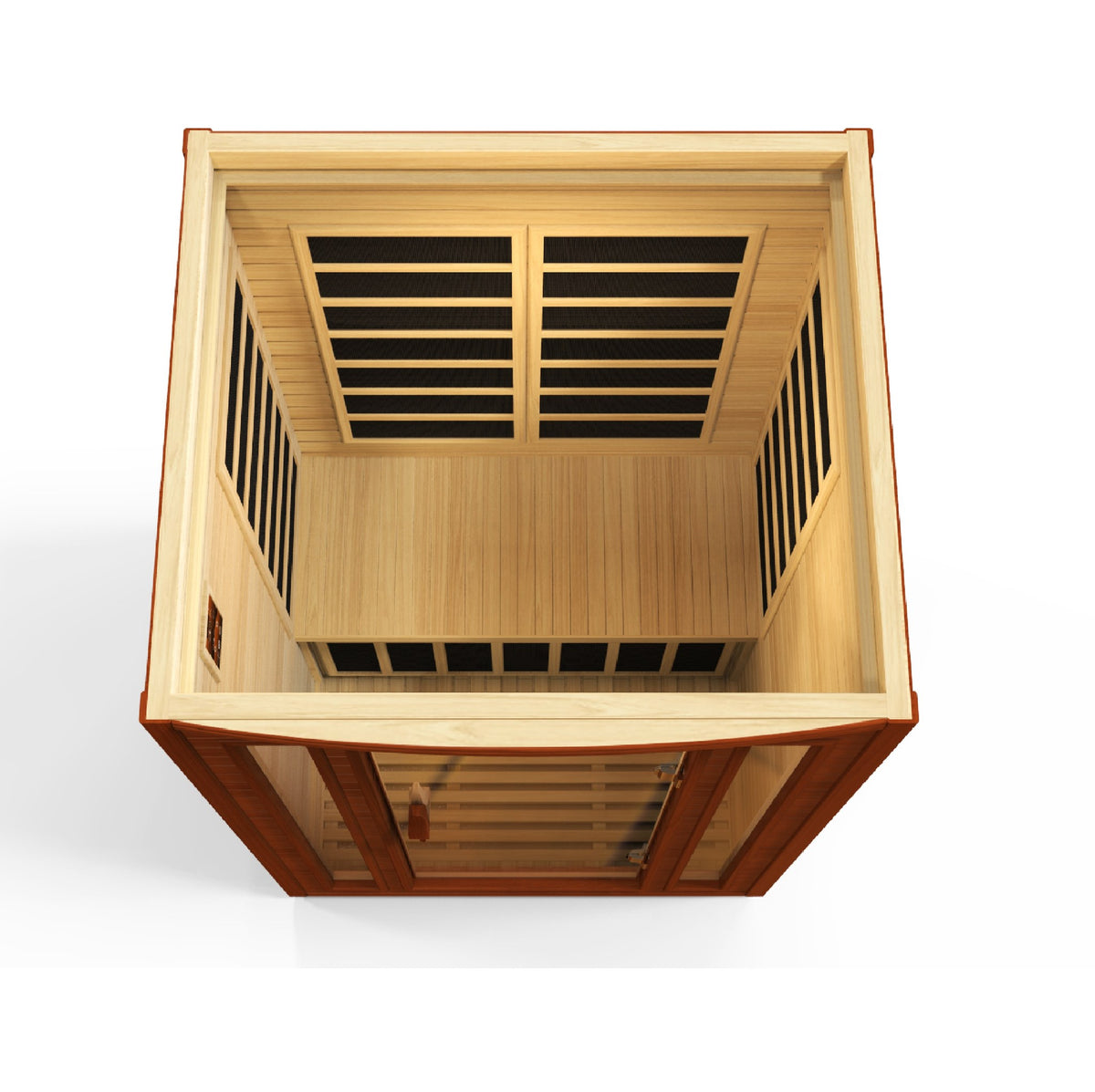 Dynamic San Marino 2-Person Low EMF FAR Infrared Sauna, interior from above