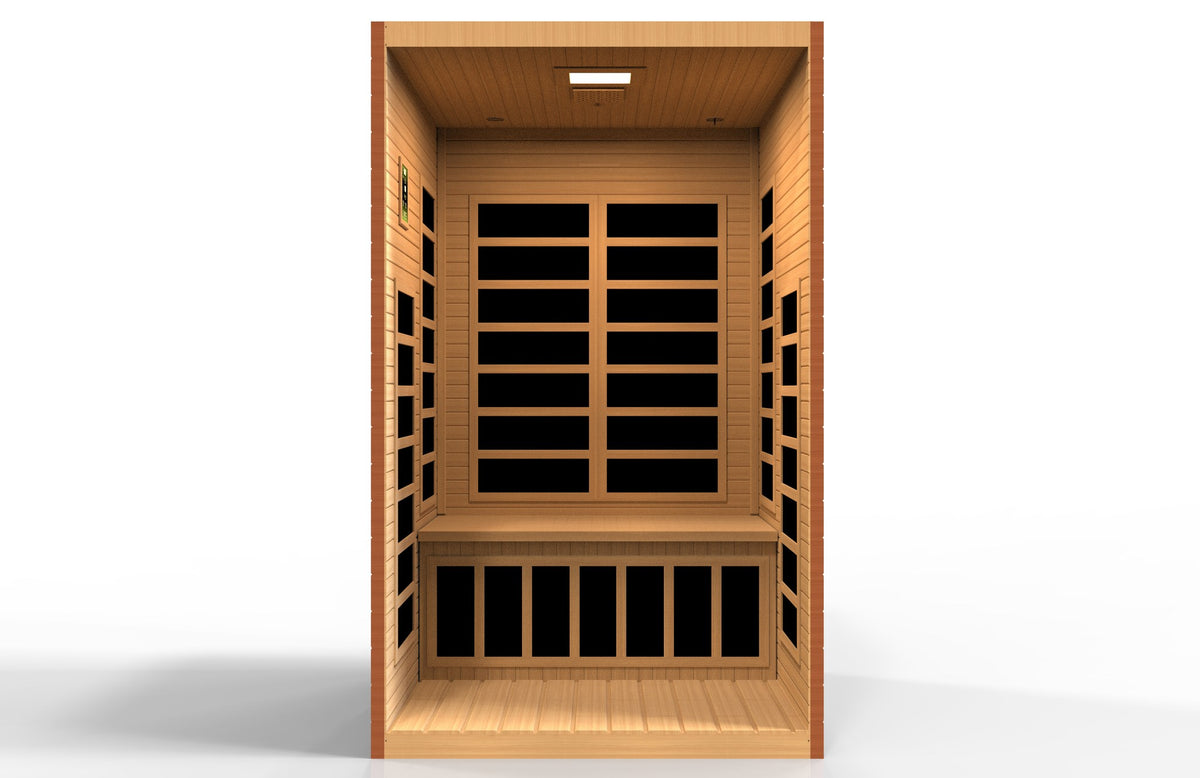 Dynamic Santiago Elite 2-Person Ultra Low EMF FAR Infrared Sauna, interior with heating panels