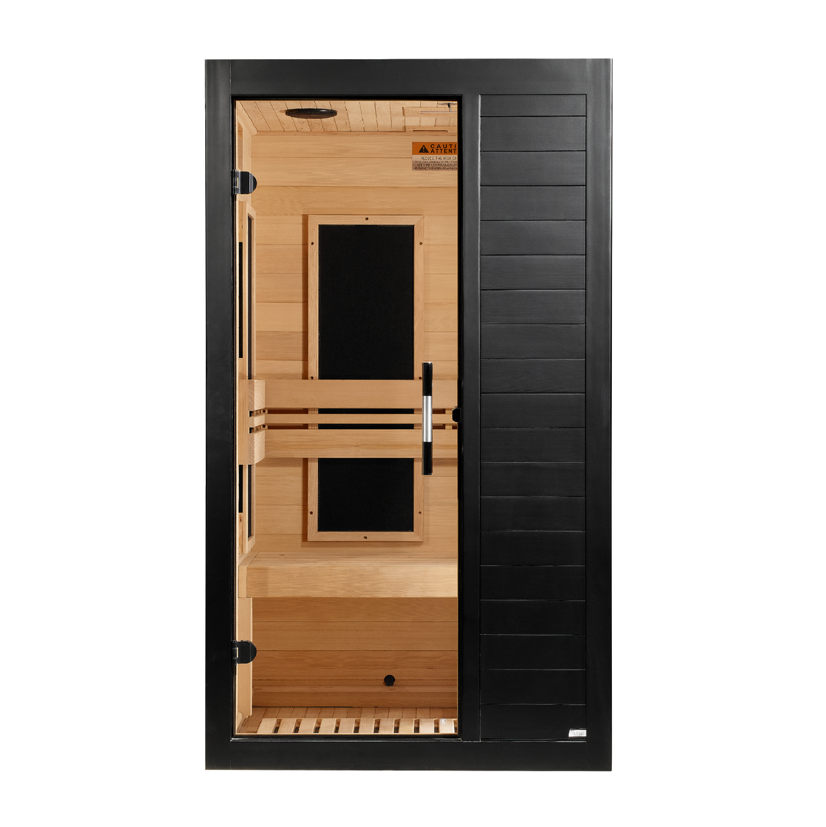 Dynamic Veneto Elite Black Finish 1-2-Person Ultra Low EMF FAR Infrared Sauna, front view