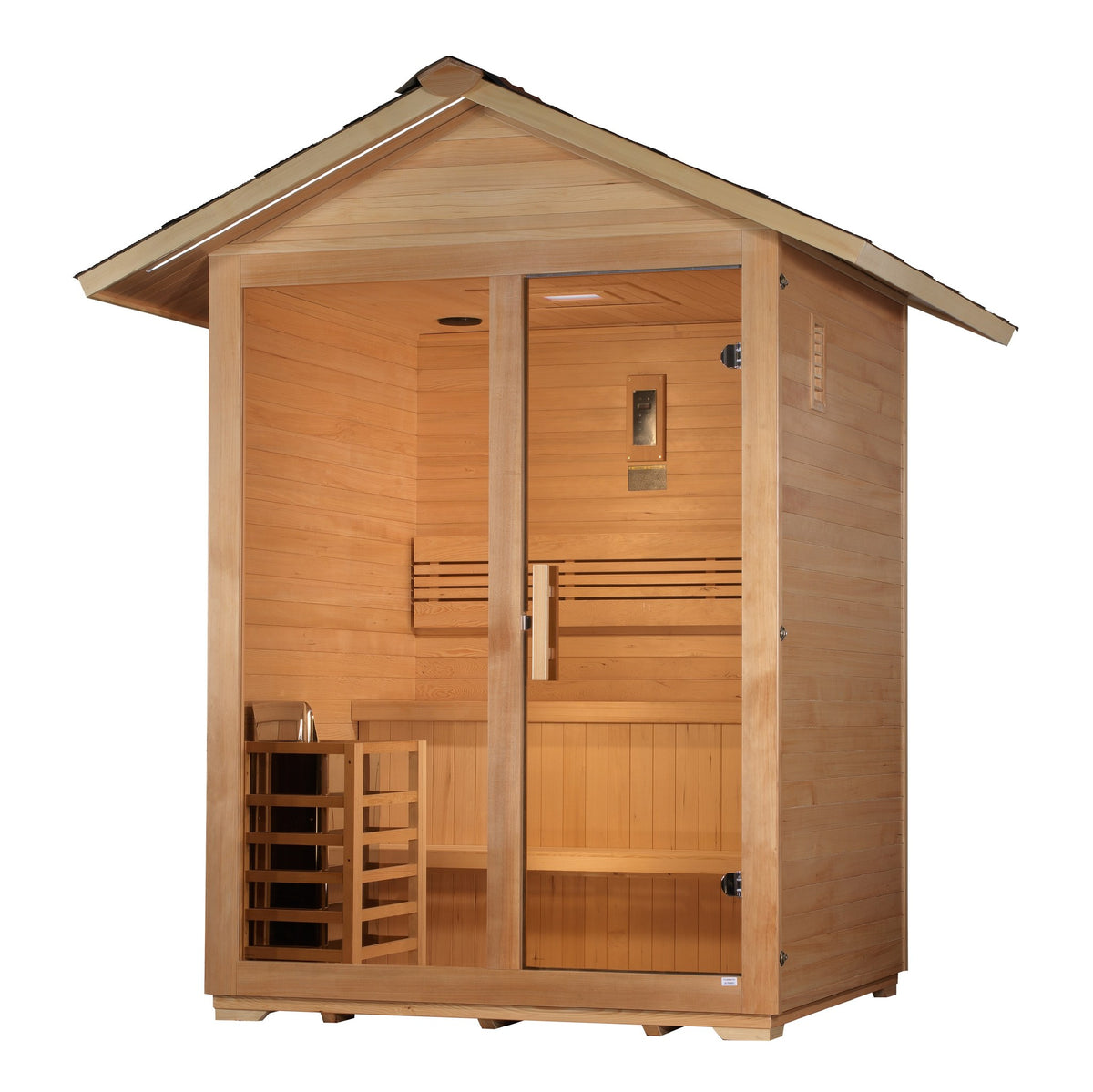 Golden Designs Arlberg 3-Person Traditional Outdoor Sauna, front angle view