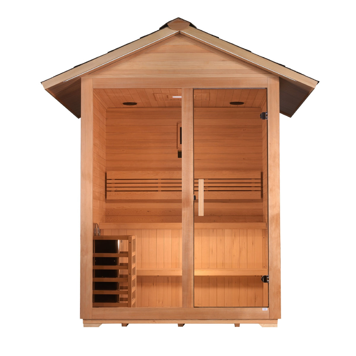 Golden Designs Arlberg 3-Person Traditional Outdoor Sauna, front view