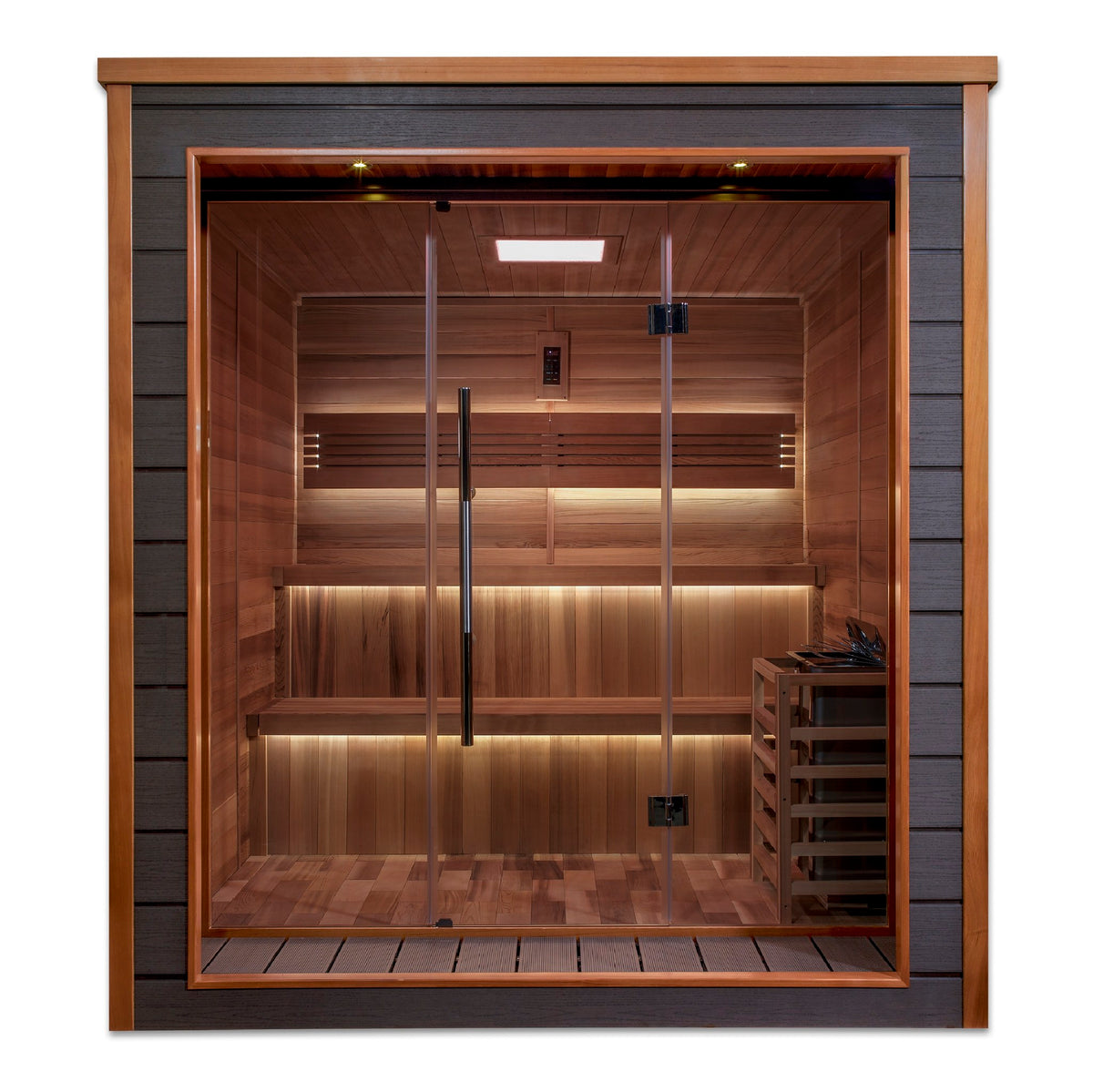 Golden Designs Bergen 6-Person Traditional Outdoor Sauna, front view