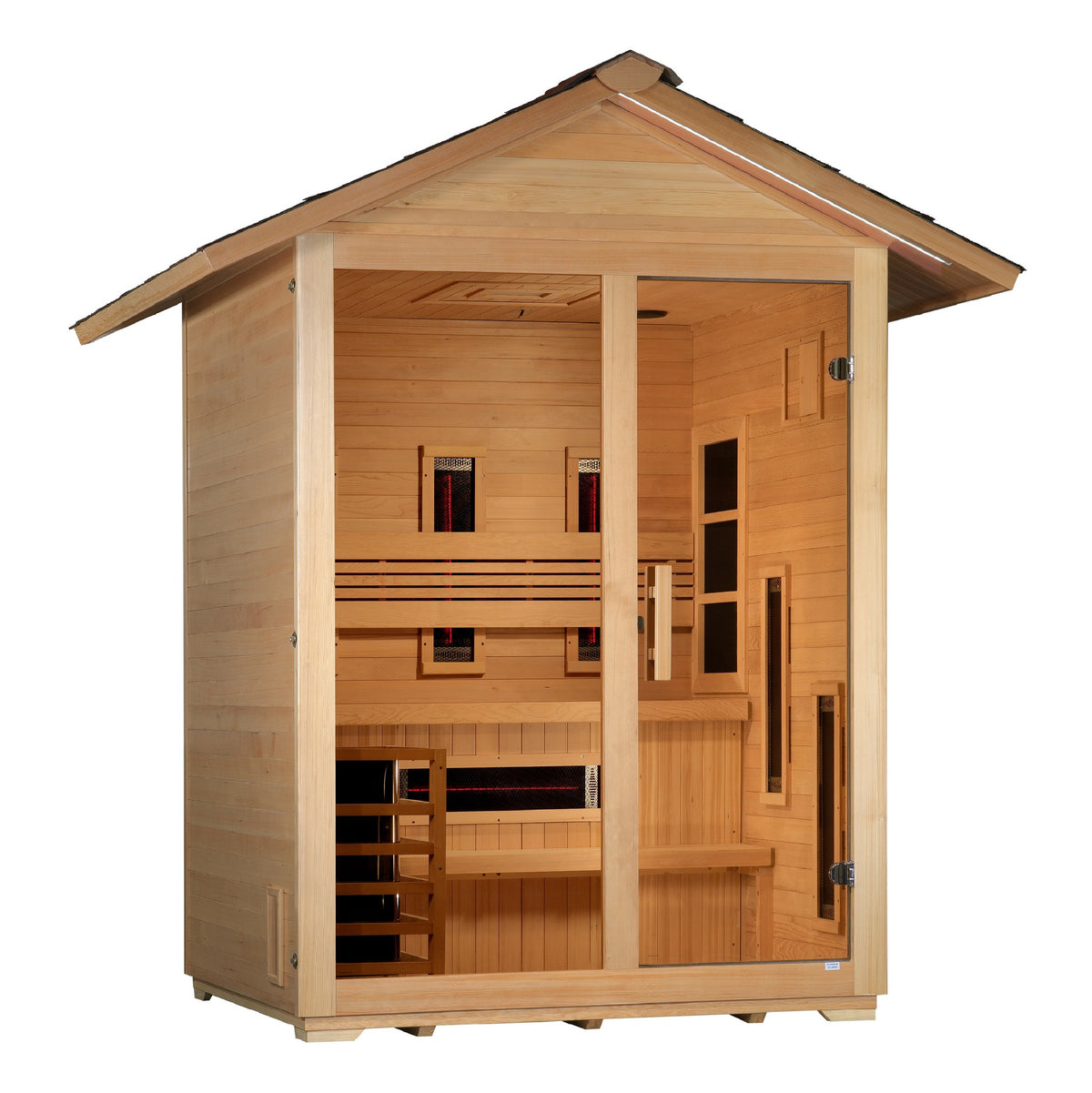 Golden Designs Carinthia 3-Person Hybrid Outdoor Sauna, front angle view