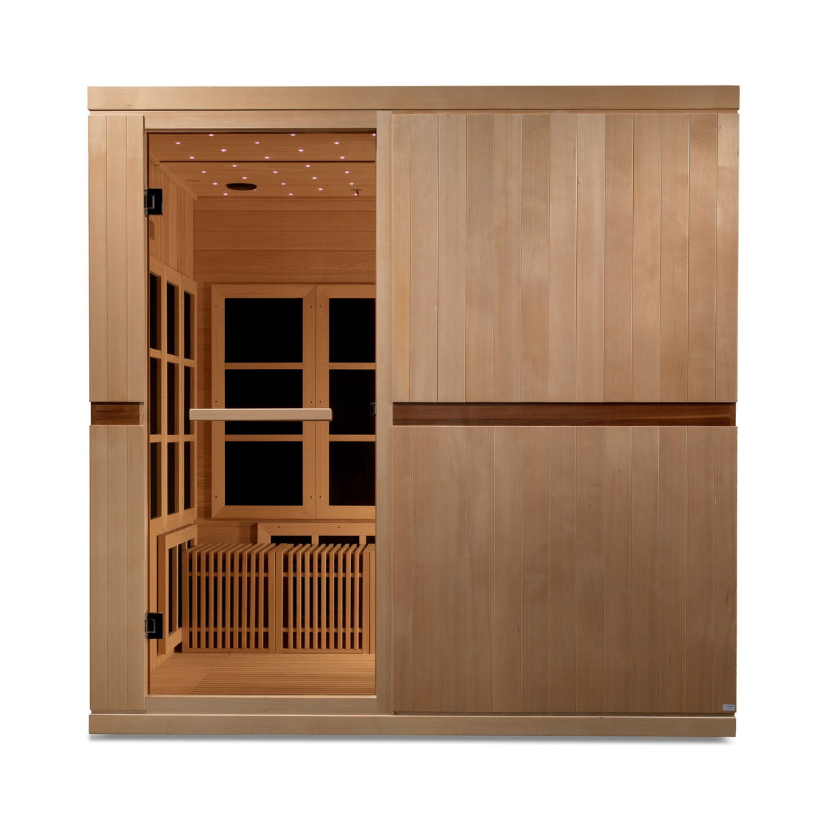 Golden Designs Catalonia 8-Person Near Zero EMF Infrared Sauna, front view