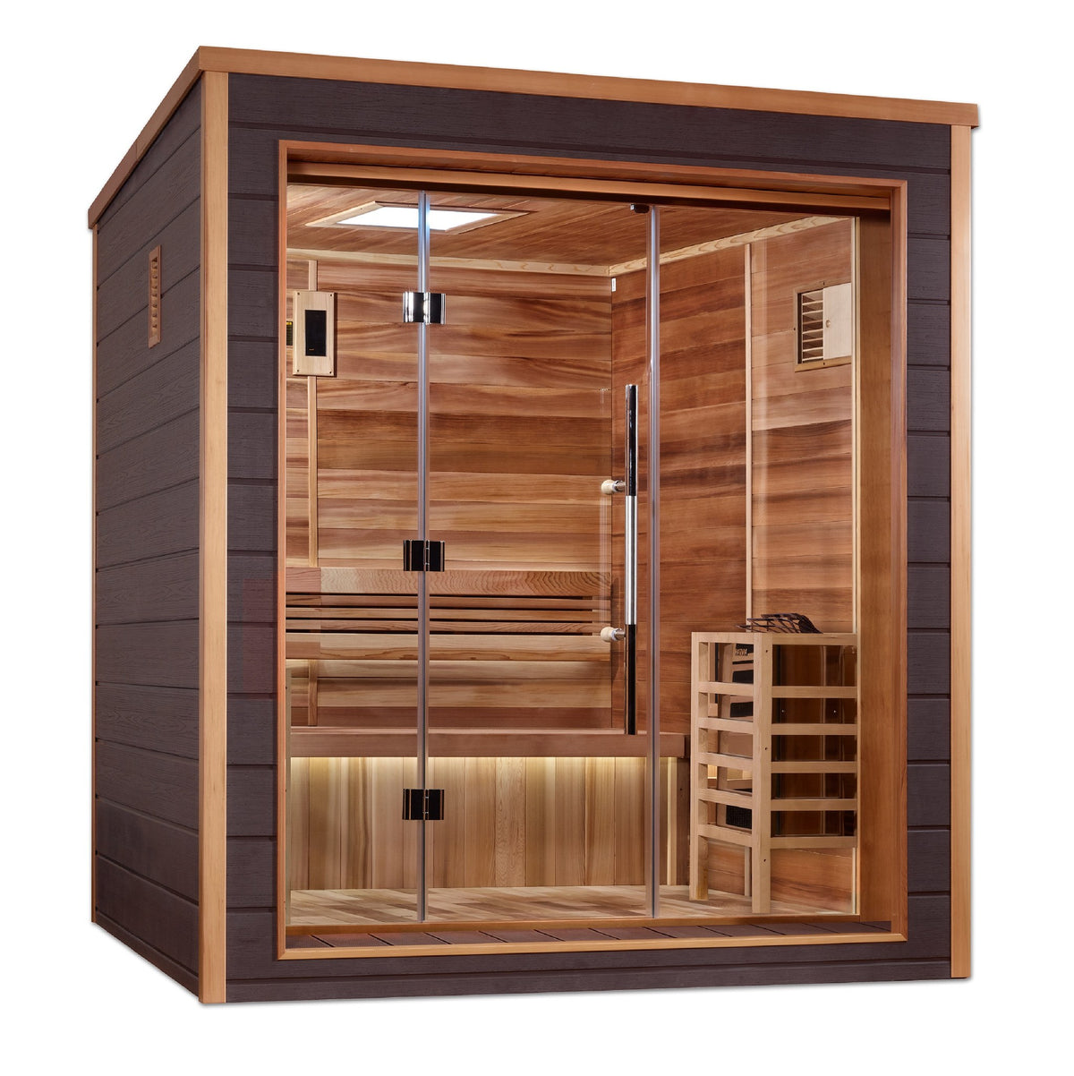 Golden Designs Drammen 3-Person Traditional Outdoor Sauna, front angle view