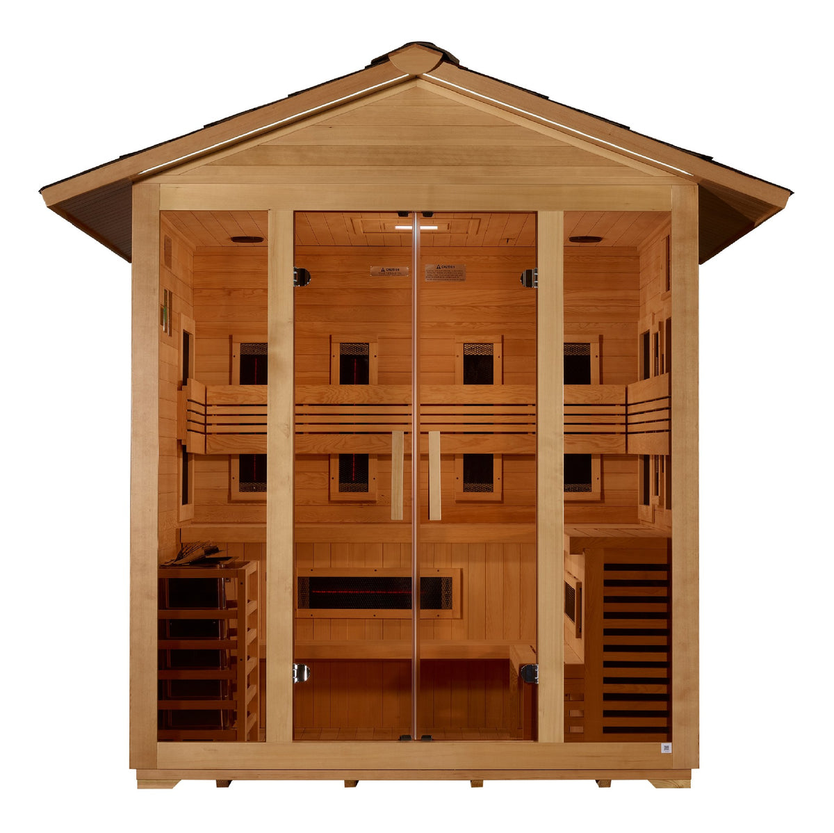 Golden Designs Gargellen 5-Person Hybrid Outdoor Sauna, front view