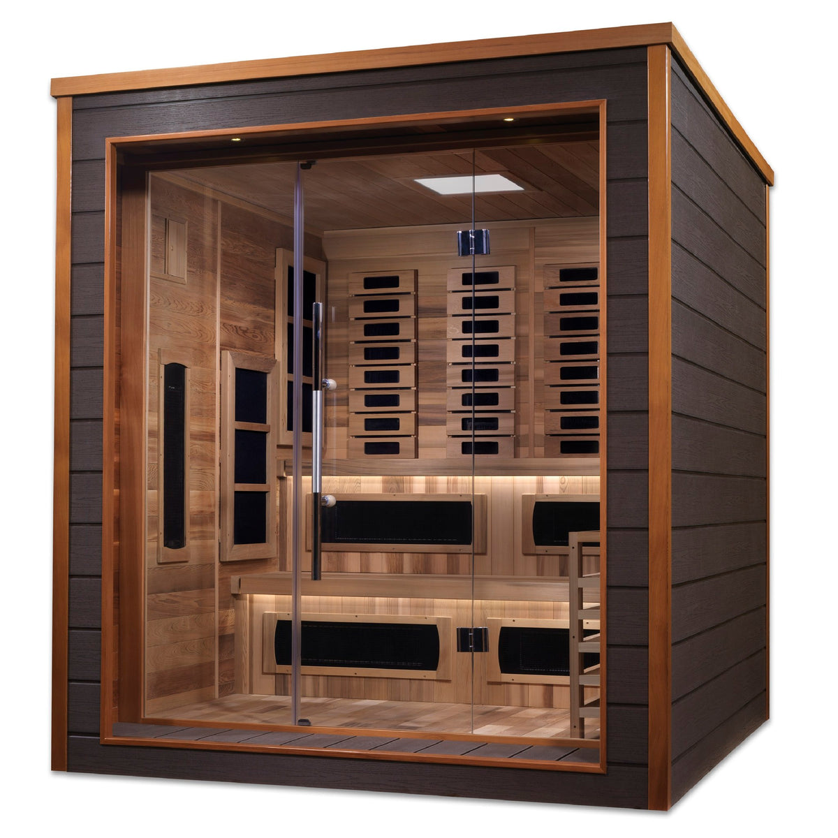 Golden Designs Karlstad 6-Person Hybrid Outdoor Sauna, side angle view