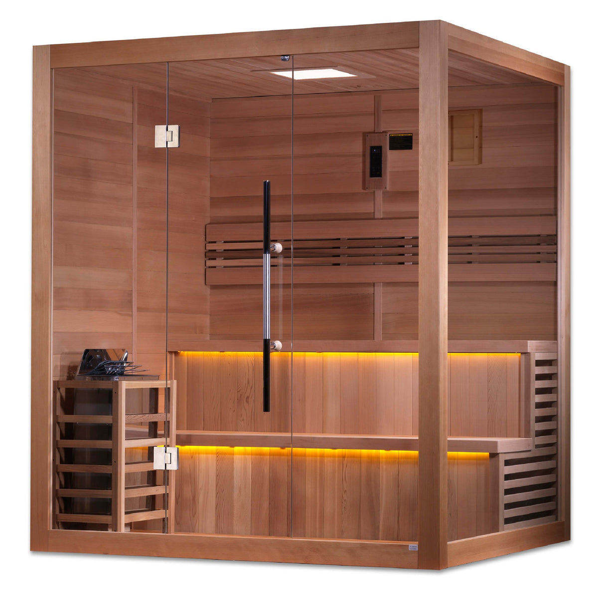Golden Designs Kuusamo 6-Person Traditional Indoor Sauna, side angle view