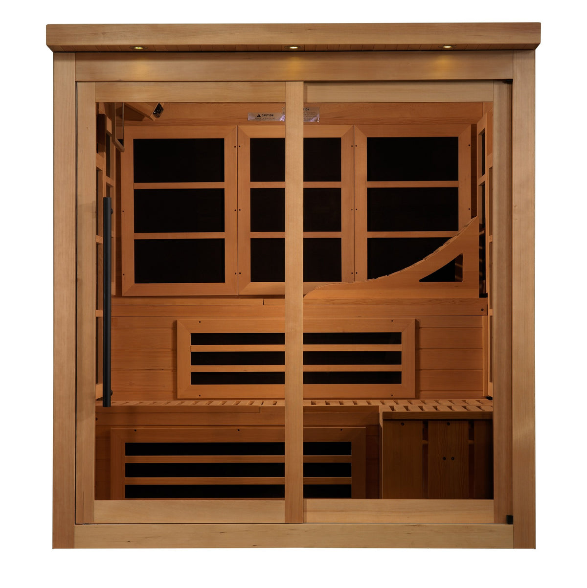 Golden Designs Monaco Limited Edition 6-Person Near Zero EMF Infrared Sauna, front view