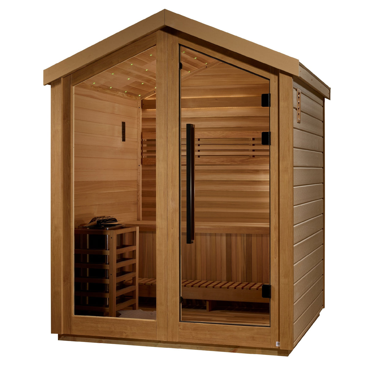 Golden Designs Savonlinna 3-Person Traditional Outdoor Sauna, side angle view