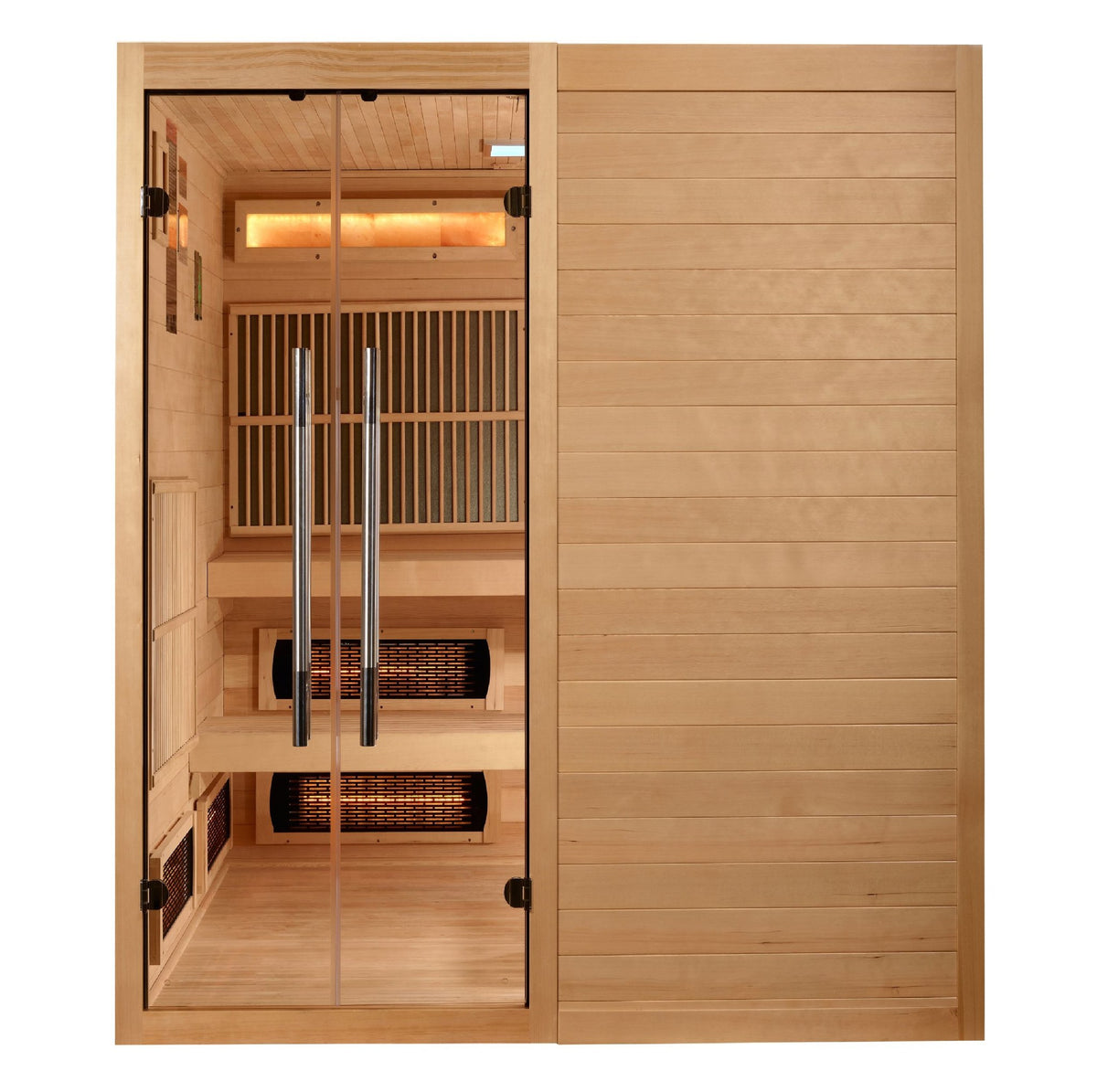 Golden Designs Toledo 6-Person Hybrid Indoor Sauna, front view