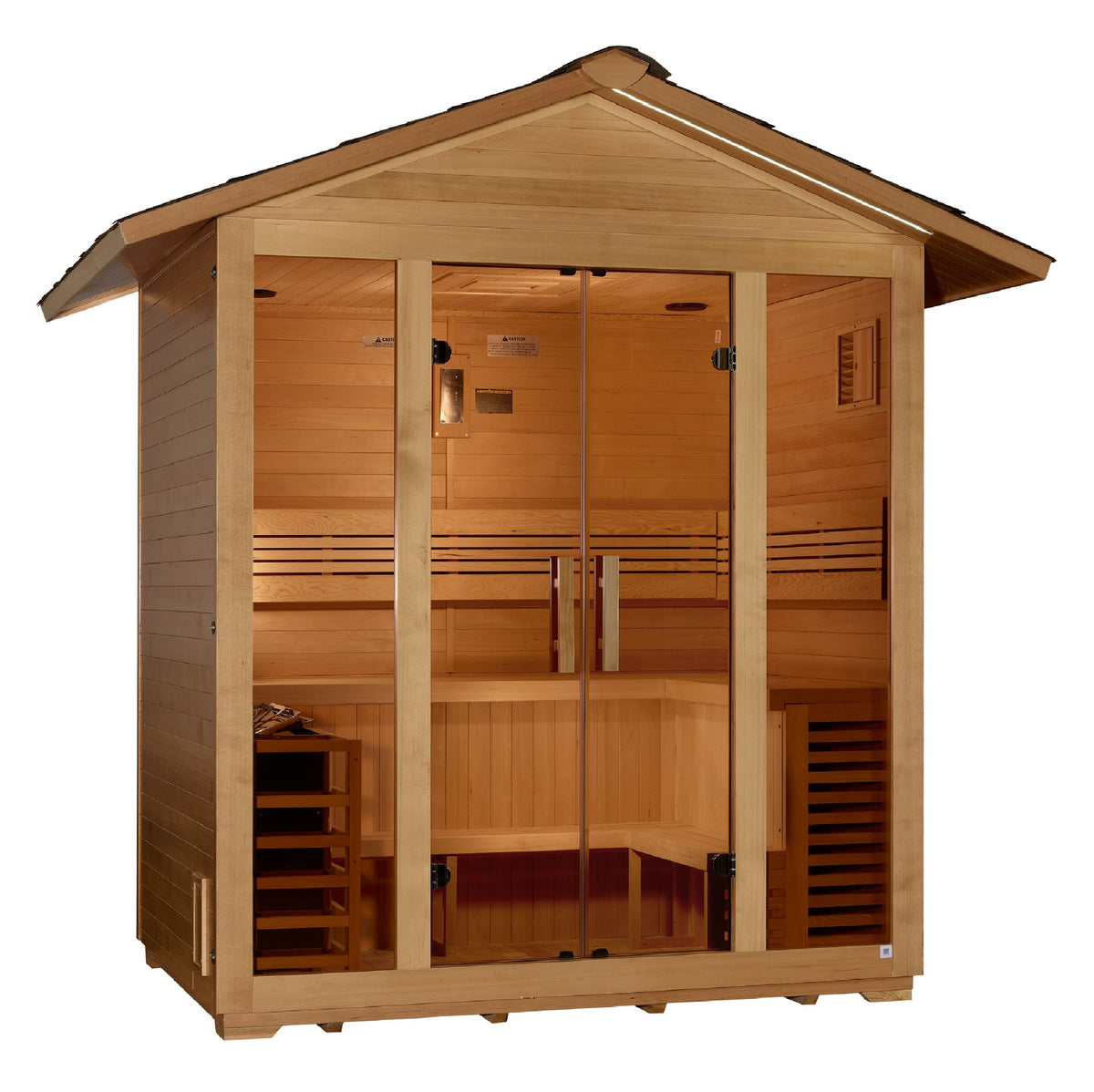 Golden Designs Vorarlberg 5-Person Traditional Outdoor Sauna, front angle view