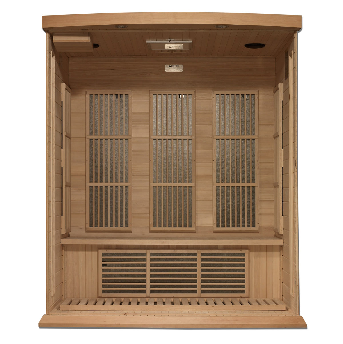 Maxxus 3-Person Near Zero EMF FAR Infrared Sauna, interior with heating panels