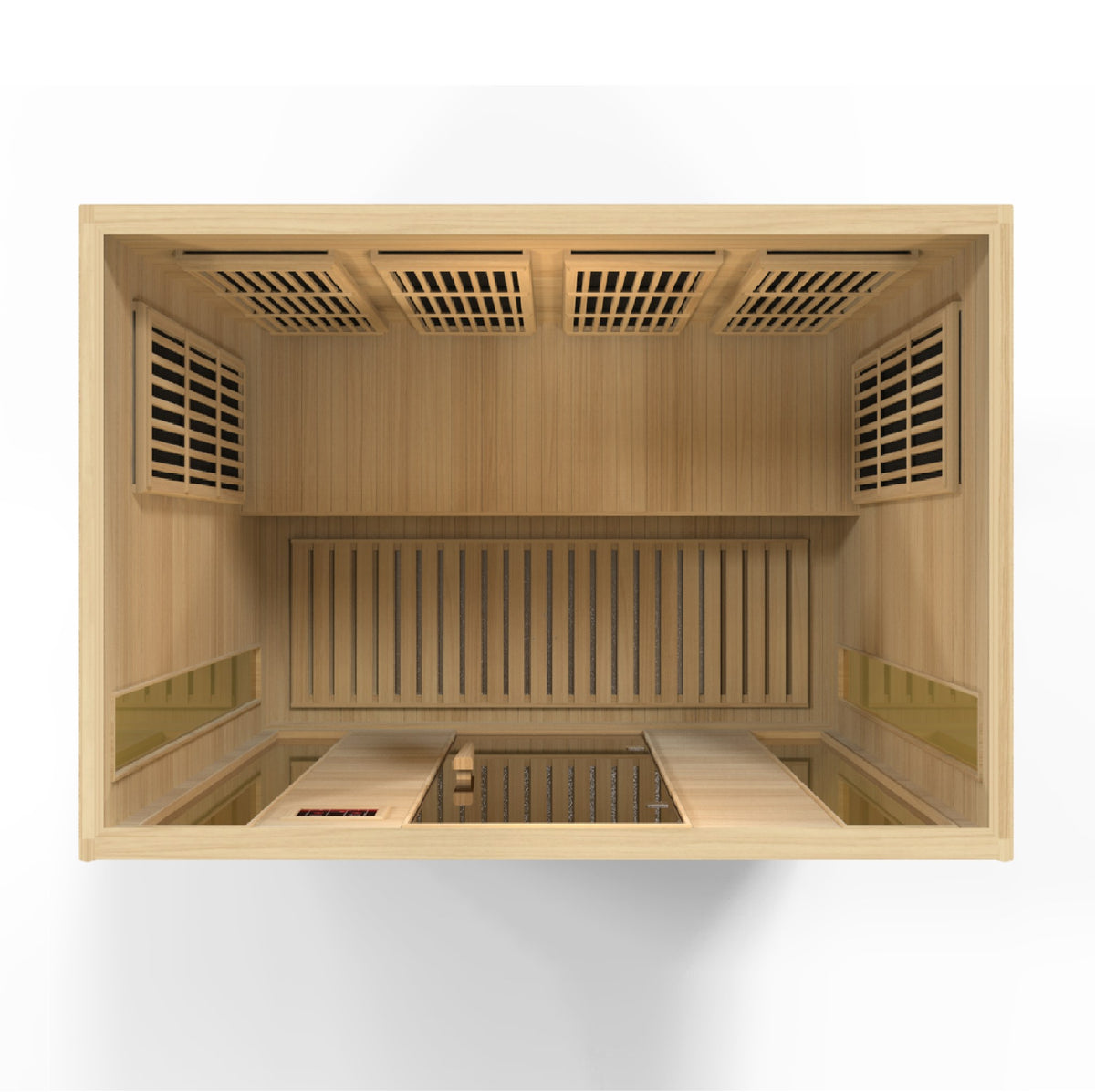Maxxus 4-Person Low EMF FAR Infrared Sauna, top down interior view