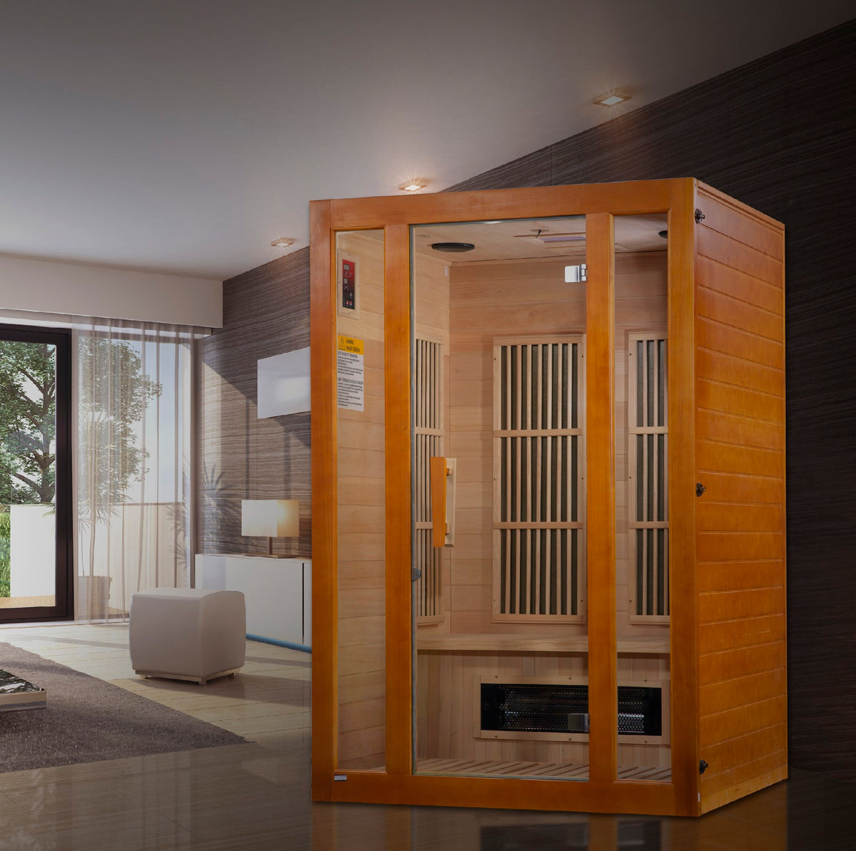 Maxxus Aspen 2-Person Low EMF FAR Infrared Sauna in a home setting