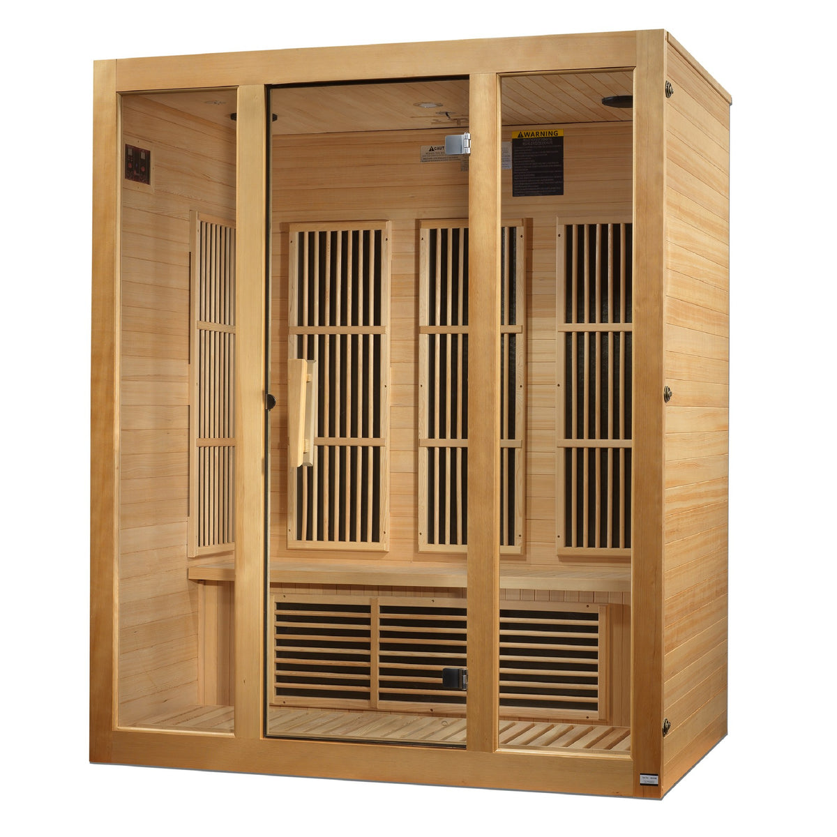Maxxus Bellevue 3-Person Near Zero EMF FAR Infrared Sauna, front angle view