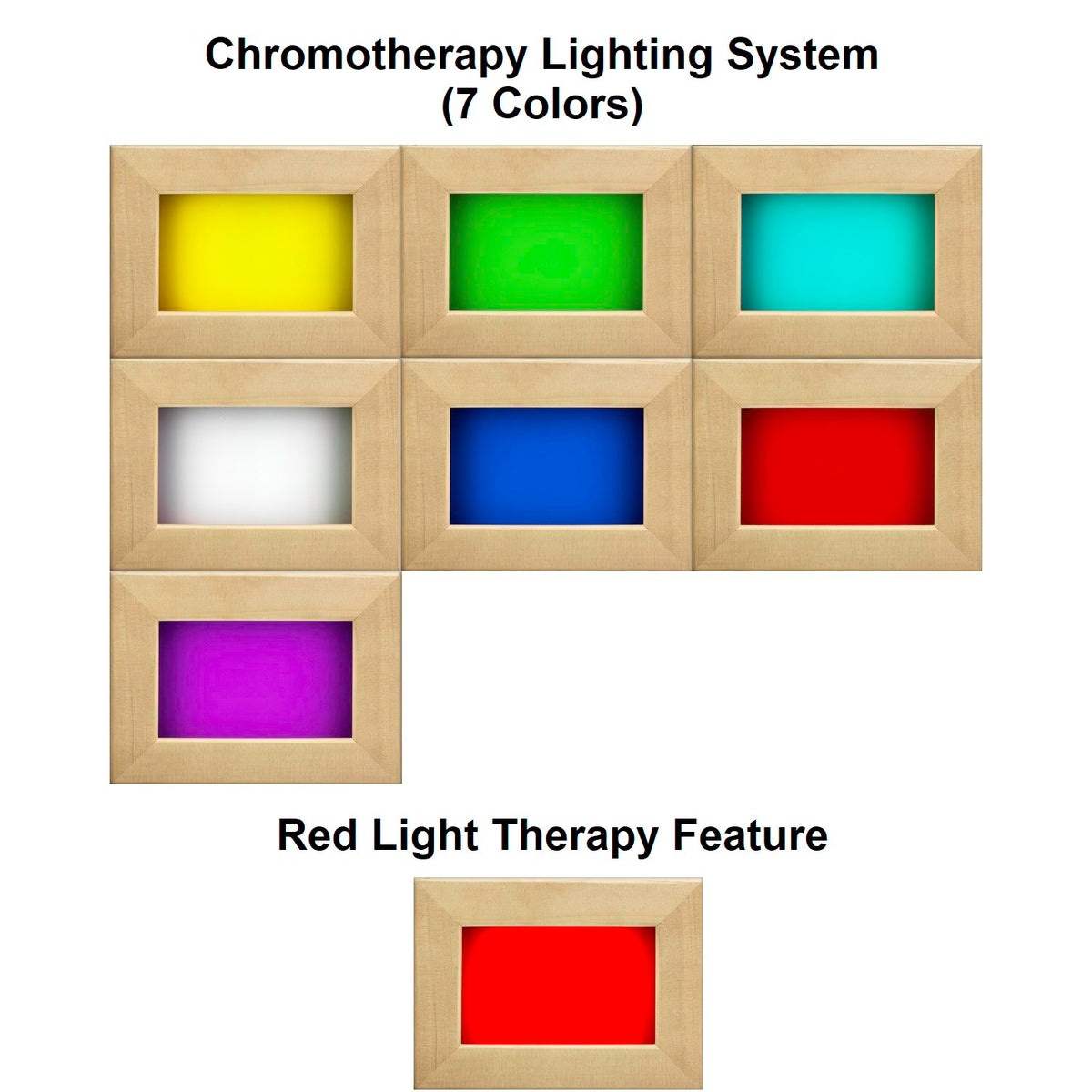 Maxxus Bellevue sauna chromotherapy lighting colors and red light