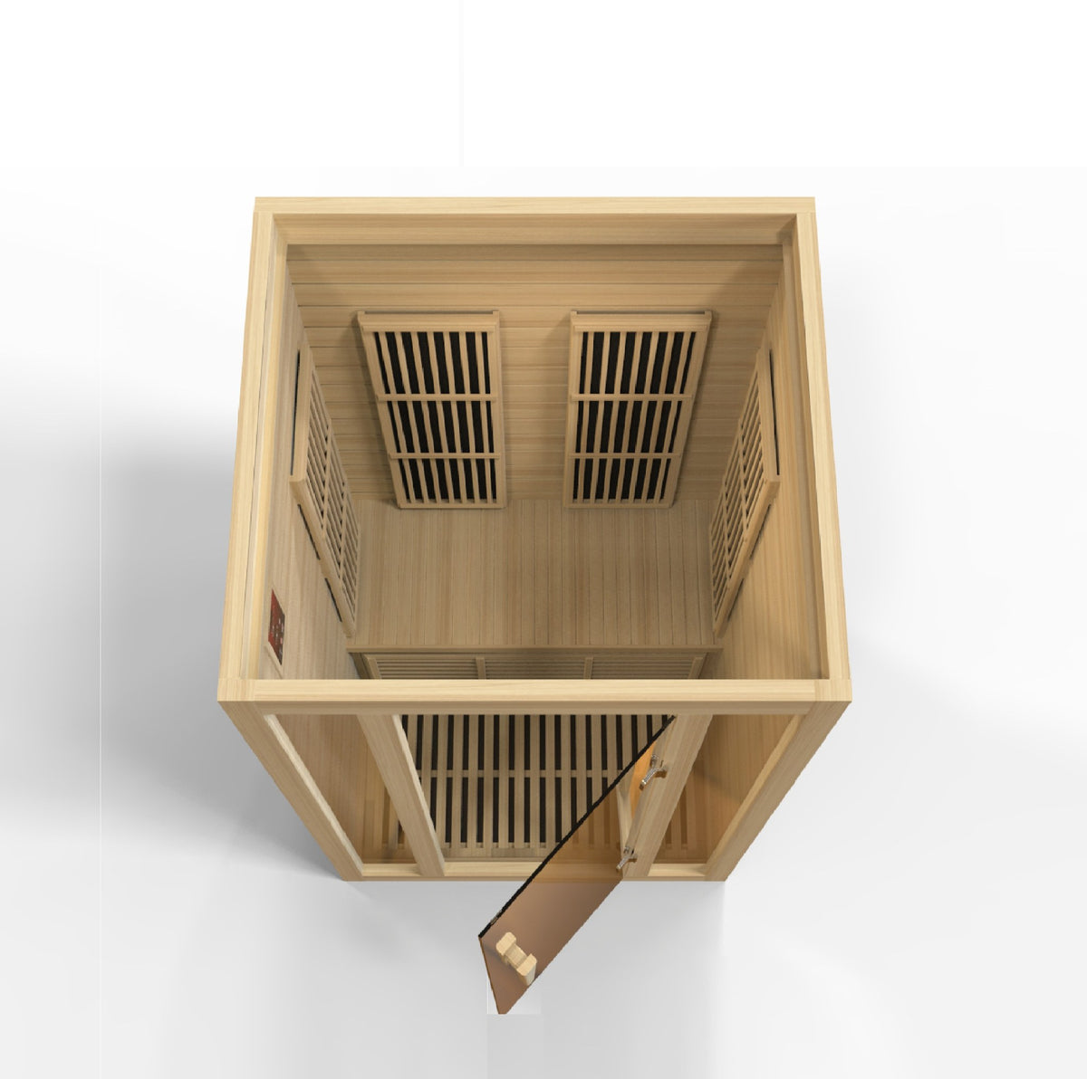 Maxxus Seattle 2-Person Near Zero EMF FAR Infrared Sauna, interior from above