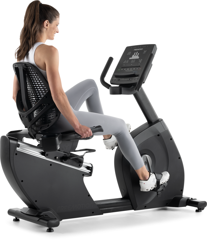 Rider on the r10.9b recumbent bike