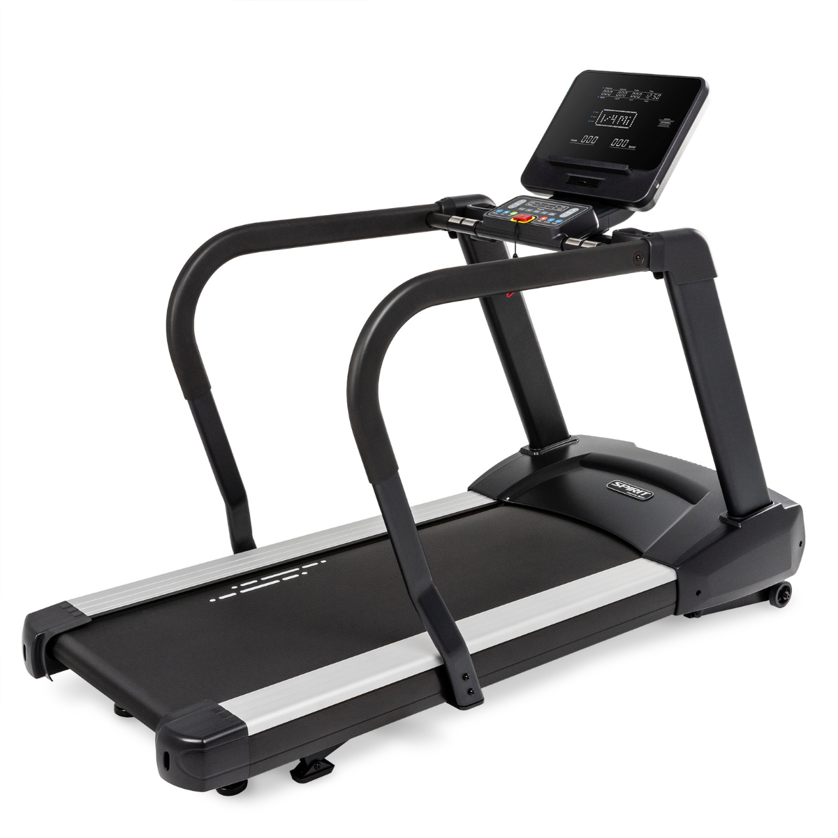 Spirit 4.0T rehab treadmill with full-length handrails