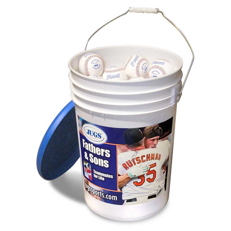 Bucket of JUGS Pearl® Baseballs, 4 Dozen with Rutsch Bucket