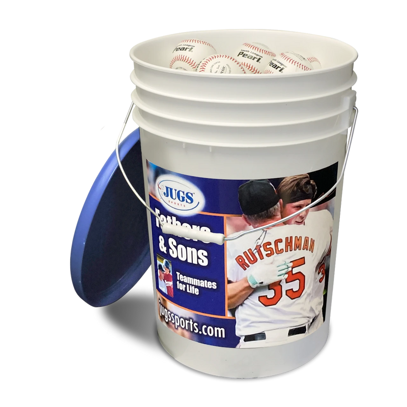 Bucket of JUGS Youth League Pearl® Baseballs, 4 Dozen with Rutsch Bucket