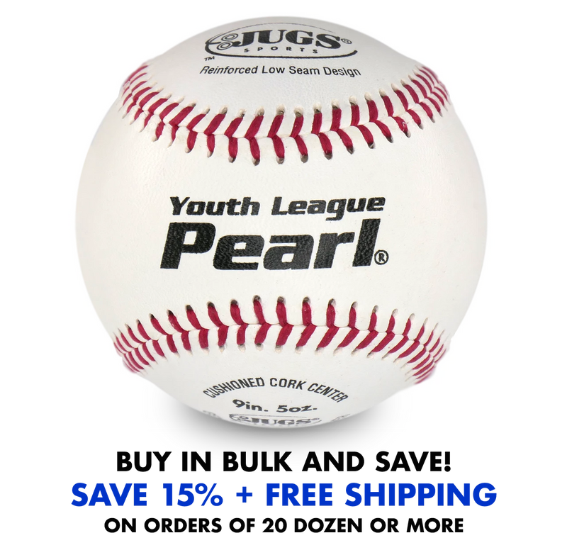 JUGS Youth League Pearl® Leather Baseballs, 1 Dozen