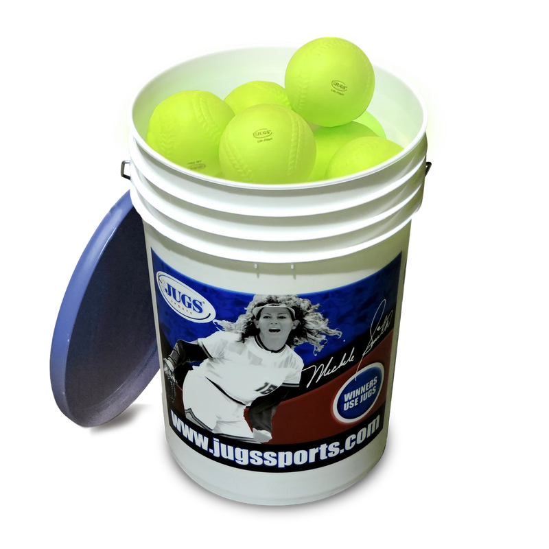 Big Bucket of JUGS Lite-Flite® Softballs, Optic Game-Ball Yellow™, 2 Dozen