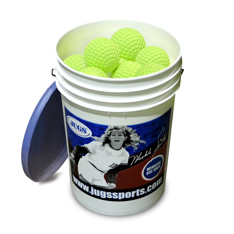 Bucket of JUGS Sting-Free® Dimpled Softballs, Optic Game-Ball Yellow™, 2 Dozen