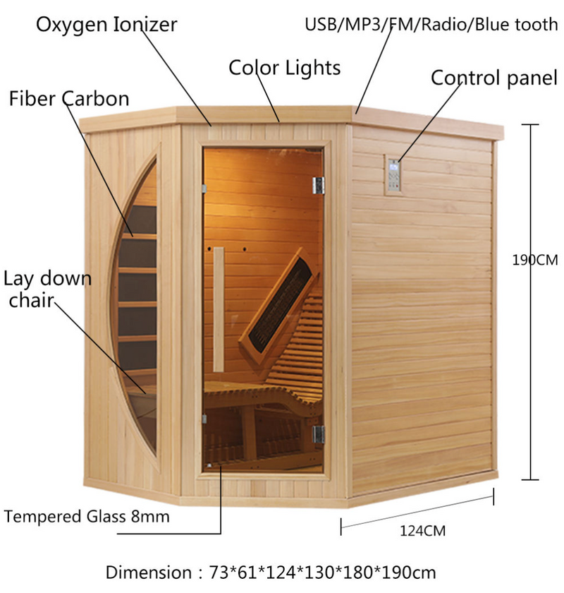 Far Infrared Sauna with Red Light Therapy | Red Cedar Lounge Chair for Recovery &amp; Wellness