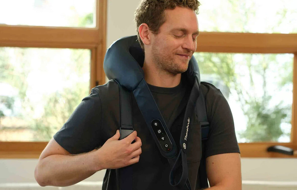 Cordless ThermNeck & Upper Back with adjustable straps and hand loops
