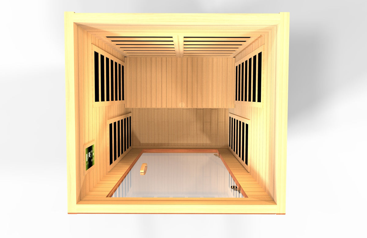 Dynamic Avila Elite 1-2-Person Ultra Low EMF FAR Infrared Sauna, top down interior view
