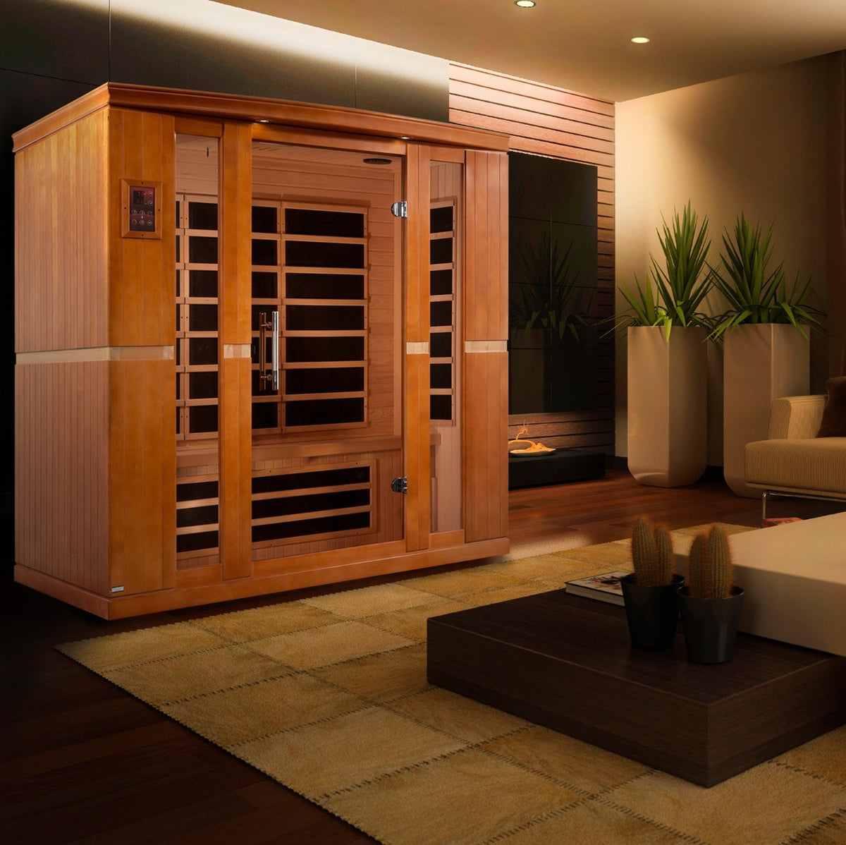 Dynamic Bergamo Elite 4-Person Ultra Low EMF FAR Infrared Sauna in a home setting